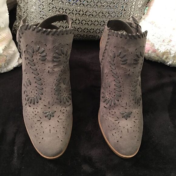 Gray Suede Women's Ankle Boots/Sling backs - Picture 4 of 9